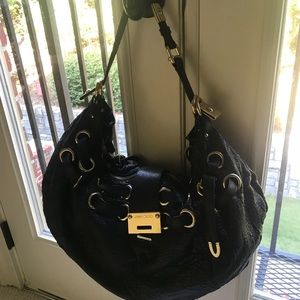 Jimmy Choo Black Leather Handbag with Gold!
